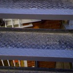 slippery metal stairs